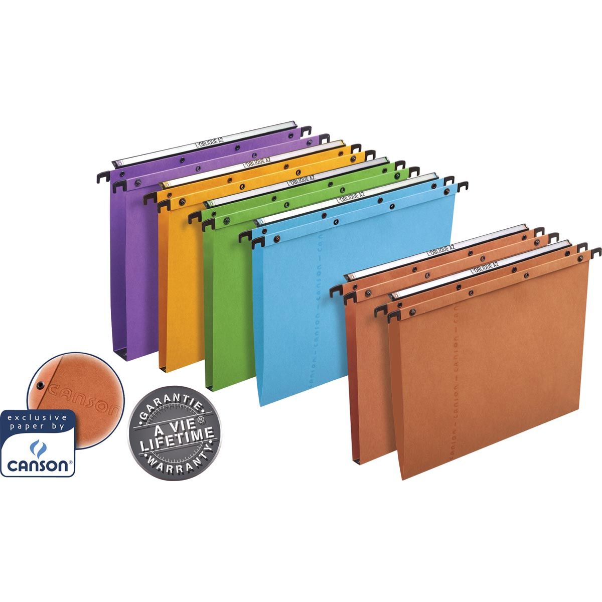 Elba - Dossiers suspendus L'Oblique pour tiroirs AZO entraxe 380 mm, fond 30 mm, orange