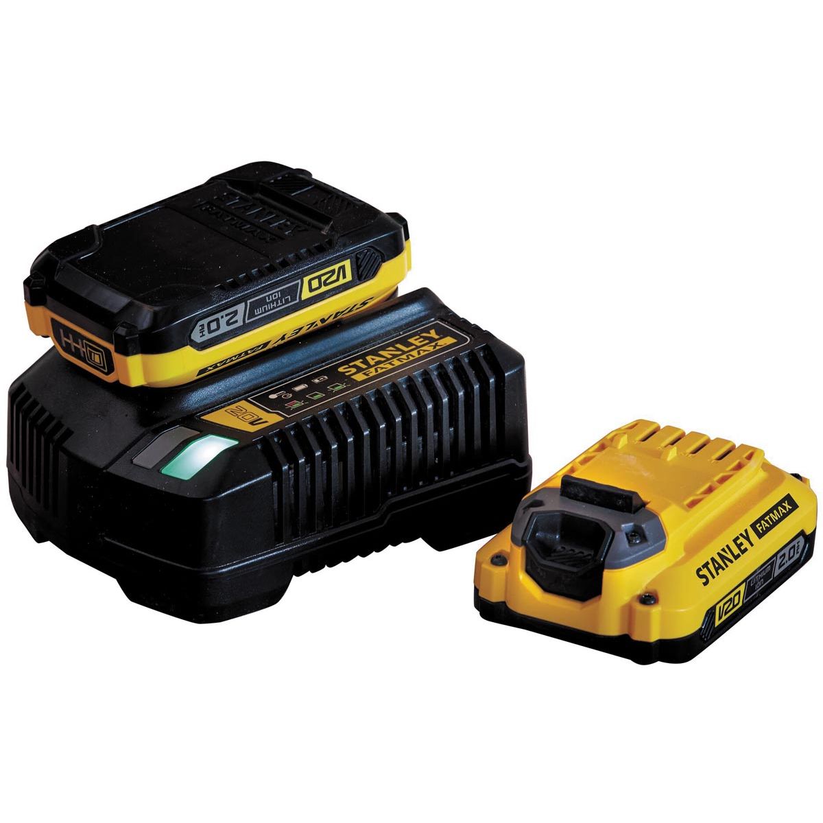Paquete Stanley - FatMax: cargador 2A + 2 x batería 18V 2.0AH de iones de litio