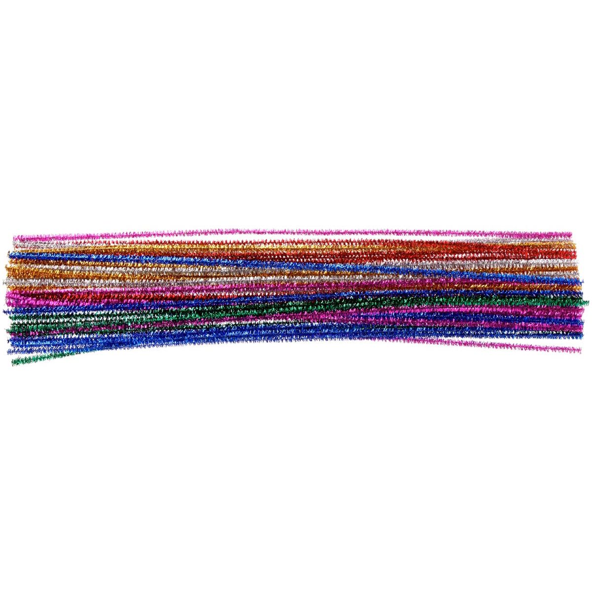 Bouhon - Bouhon glitter chenilledraad 50 cm x 6 mm, pak van 50 stuks, assorti