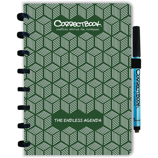 Correctbook -  Endless Agenda A5, uitwisbaar / herbruikbaar, Forest Green (donkergroen)