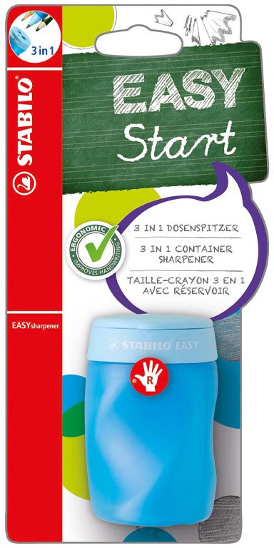STABILO -  potloodslijper EASYener 3in1, voor linkshandigen, blauw