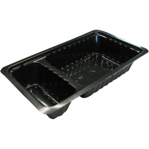 Timmers - Tray PS A9+1 145x95x30mm LOW with sauce compartment 1000 pieces black