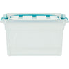 Whitefurze - Carry Box storage box 7 liters, transparent with blue handles