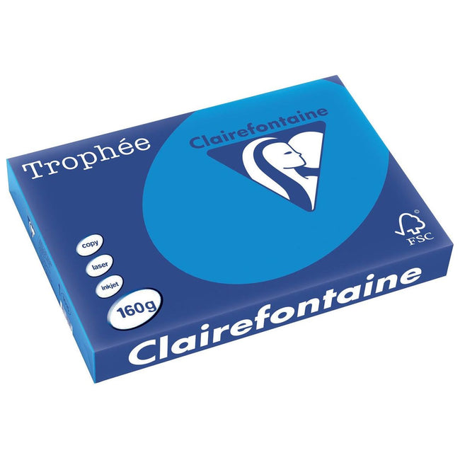 Clairefontaine - Trophée intensiv, farbiges Papier, A3, 160 g, 250 Blech, Türkis