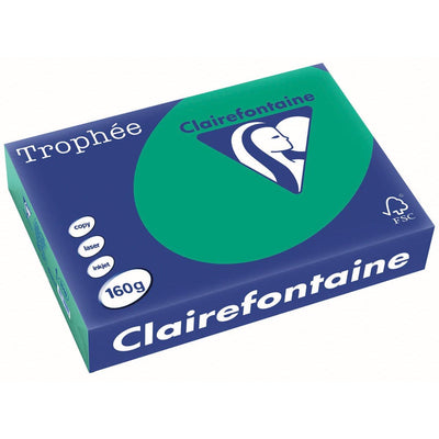 Clairefontaine - Trophée Intens, colored paper, A4, 160 g, 250 sheets, pine green