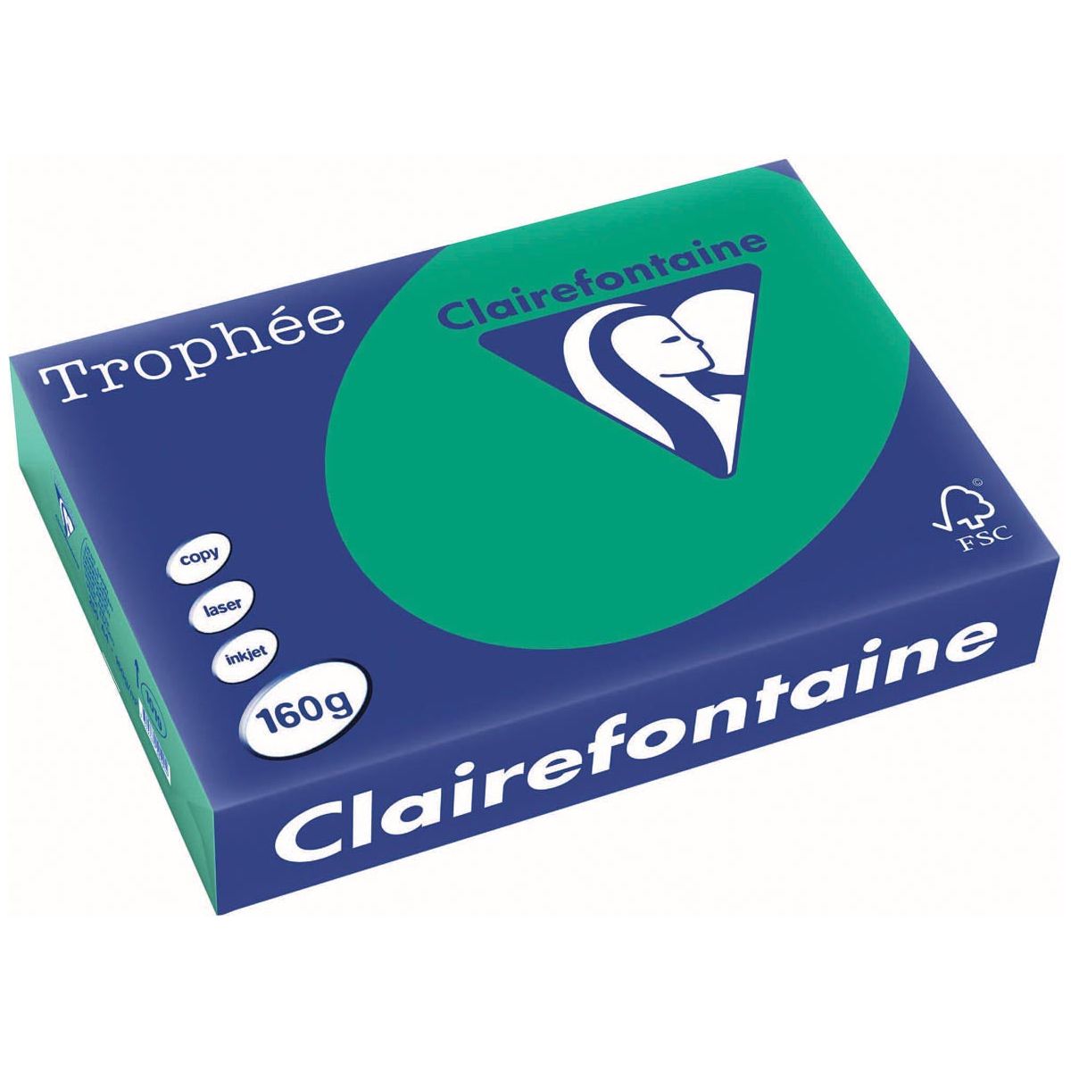 Clairefontaine - Trophée Intens, gekleurd papier, A4, 160 g, 250 vel, dennengroen