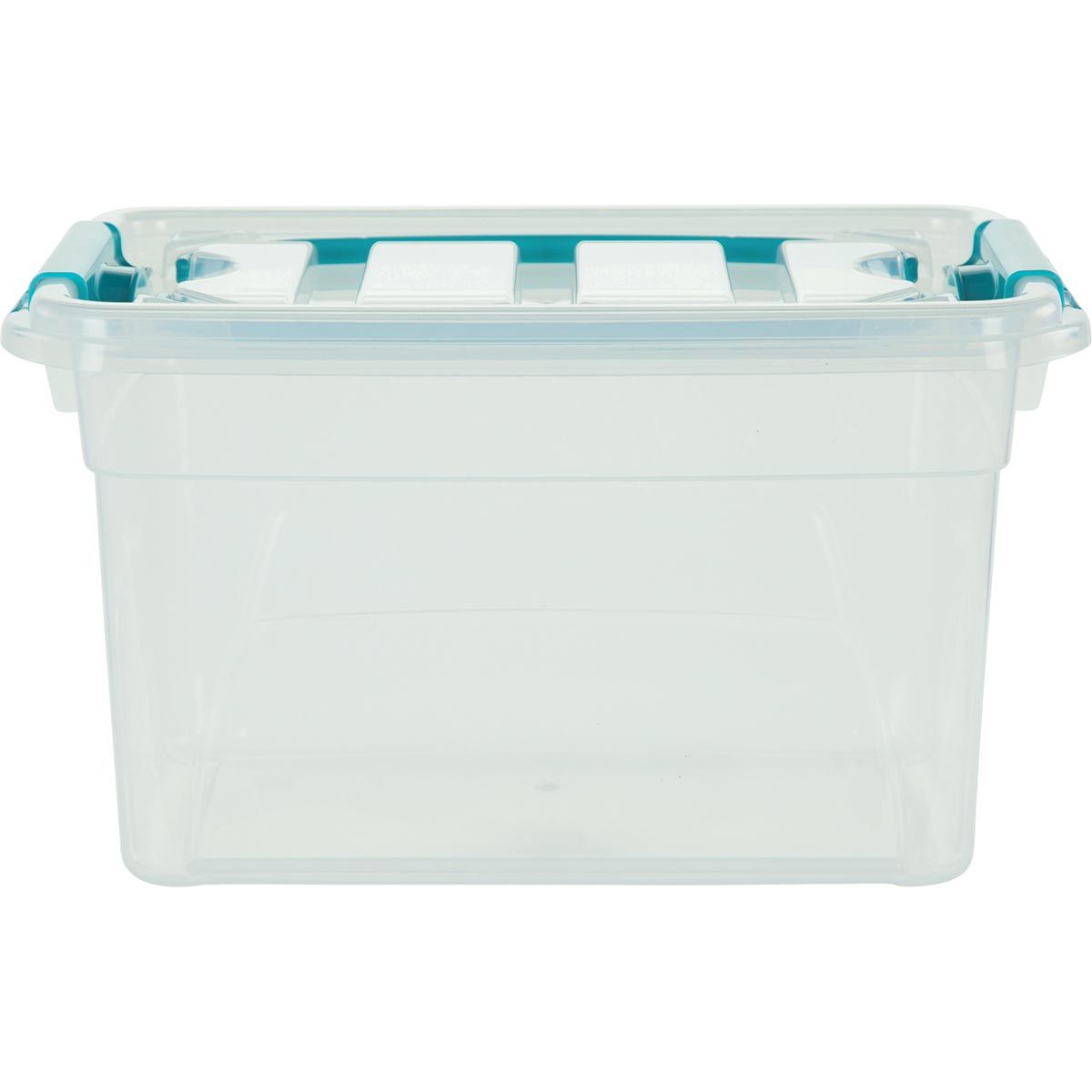 Whitefurze - Caja de almacenamiento Carry Box de 13 litros, transparente con asas azules