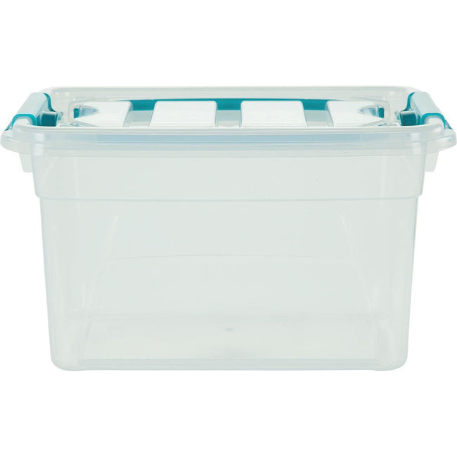 Whitefurze - Whitefurze Carry Box opbergdoos 13 liter, transparant met blauwe handvaten