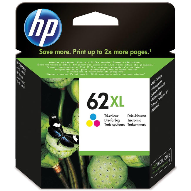 HP - cartucho de tinta 62XL, 415 páginas, OEM C2P07AE, 3 colores