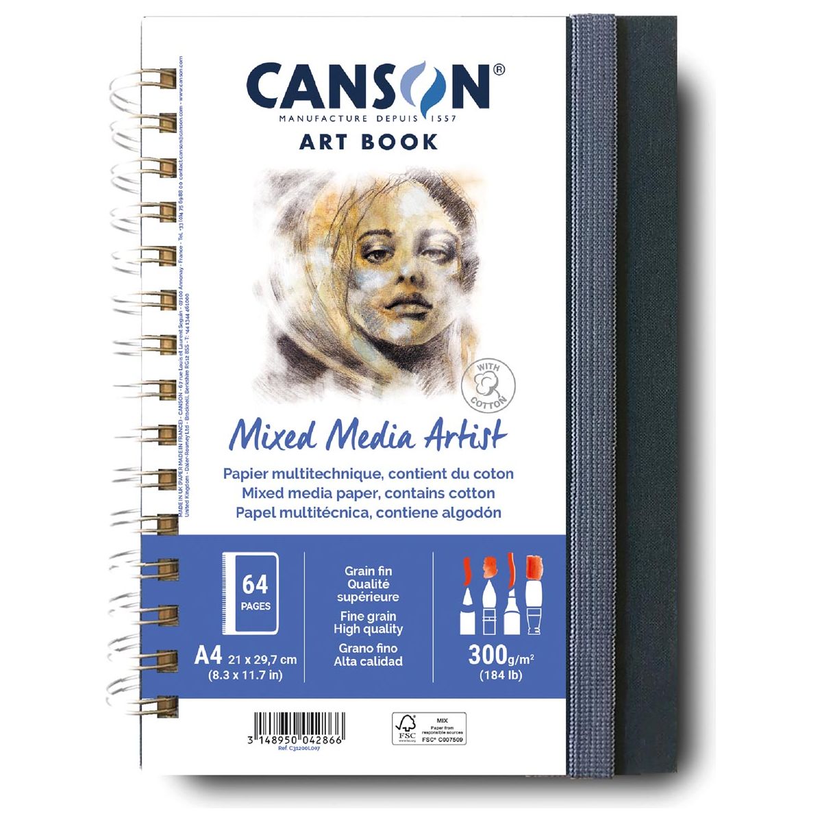 CANSON - Book de dessin d'artiste mixte, 28 feuilles, 300 g / m², ft 21 x 29,7 cm (A4)