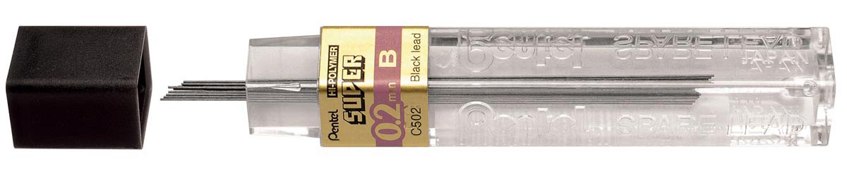 Pentel - mines de crayon, 0,2 mm, B, étui de 12 pièces