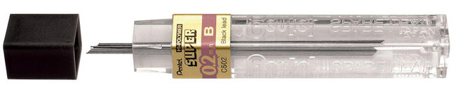 Pentel -  potloodstiften, 0,2 mm, B, etui van 12 stuks