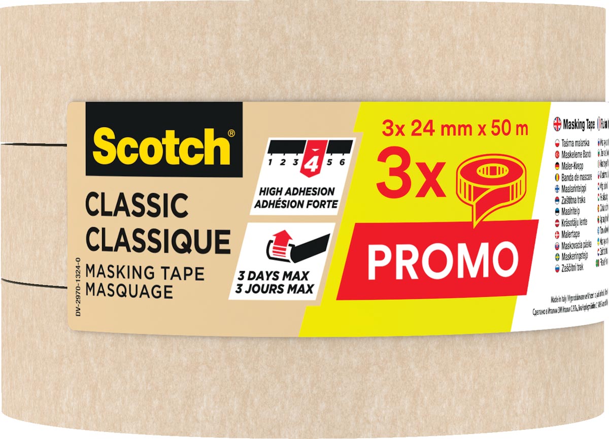 Scotch - classic afplake, ft 24 mm x 50 m, pak van 3 stuks