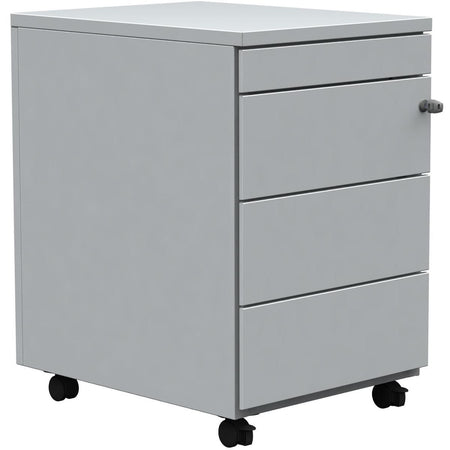Klika - Cassettiera con rotelle, 3 cassetti + portapenne, bianco