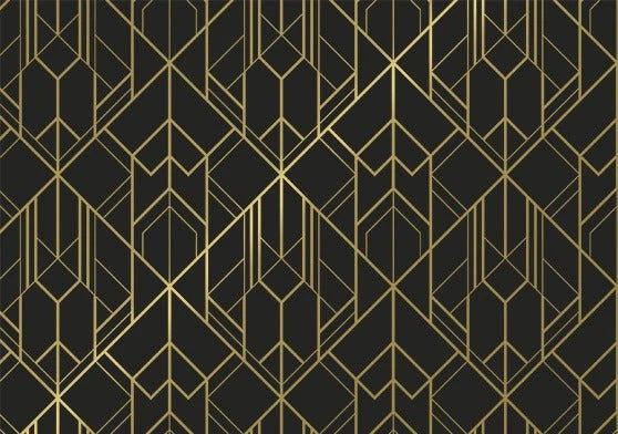 Papier cadeau 30cm 100m 80gr/m Noir avec motif lignes dorées