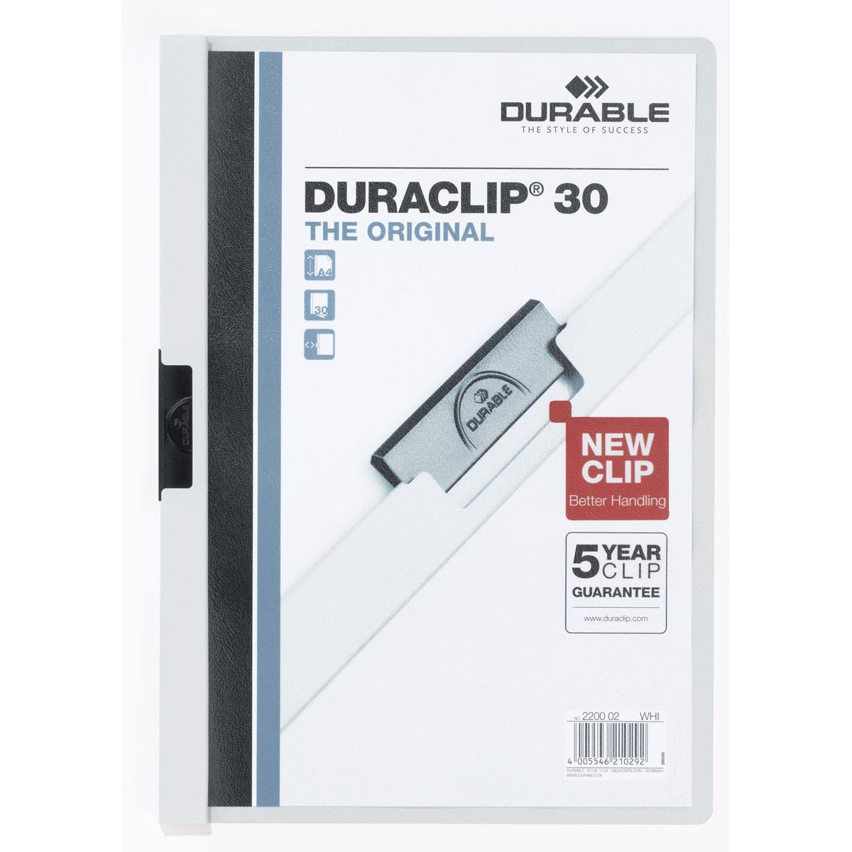Langlebig - Klemmmappe Duraclip A4 3mm 30 Blatt weiß