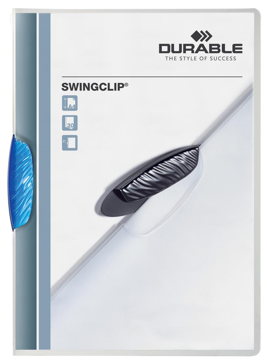 Durevole: cartella con clip Swingclip blu trasparente