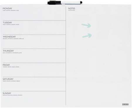 Desq - Tableau planning semaine 40x50cm sans bordure + marqueur magnétique