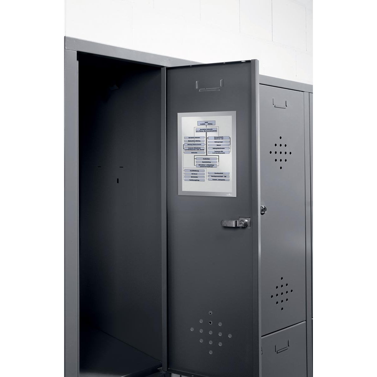 Langlebig – Duraframe Magnetic A4 silber, in hängender Tasche