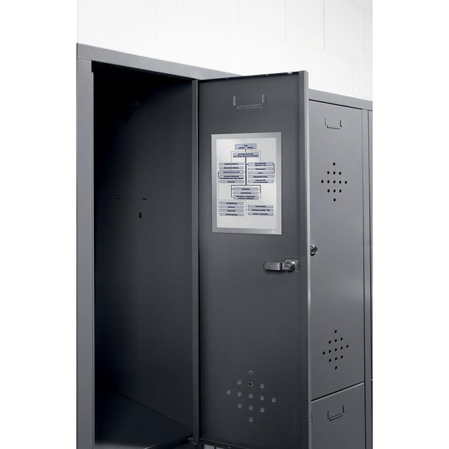 Langlebig – Duraframe Magnetic A4 silber, in hängender Tasche