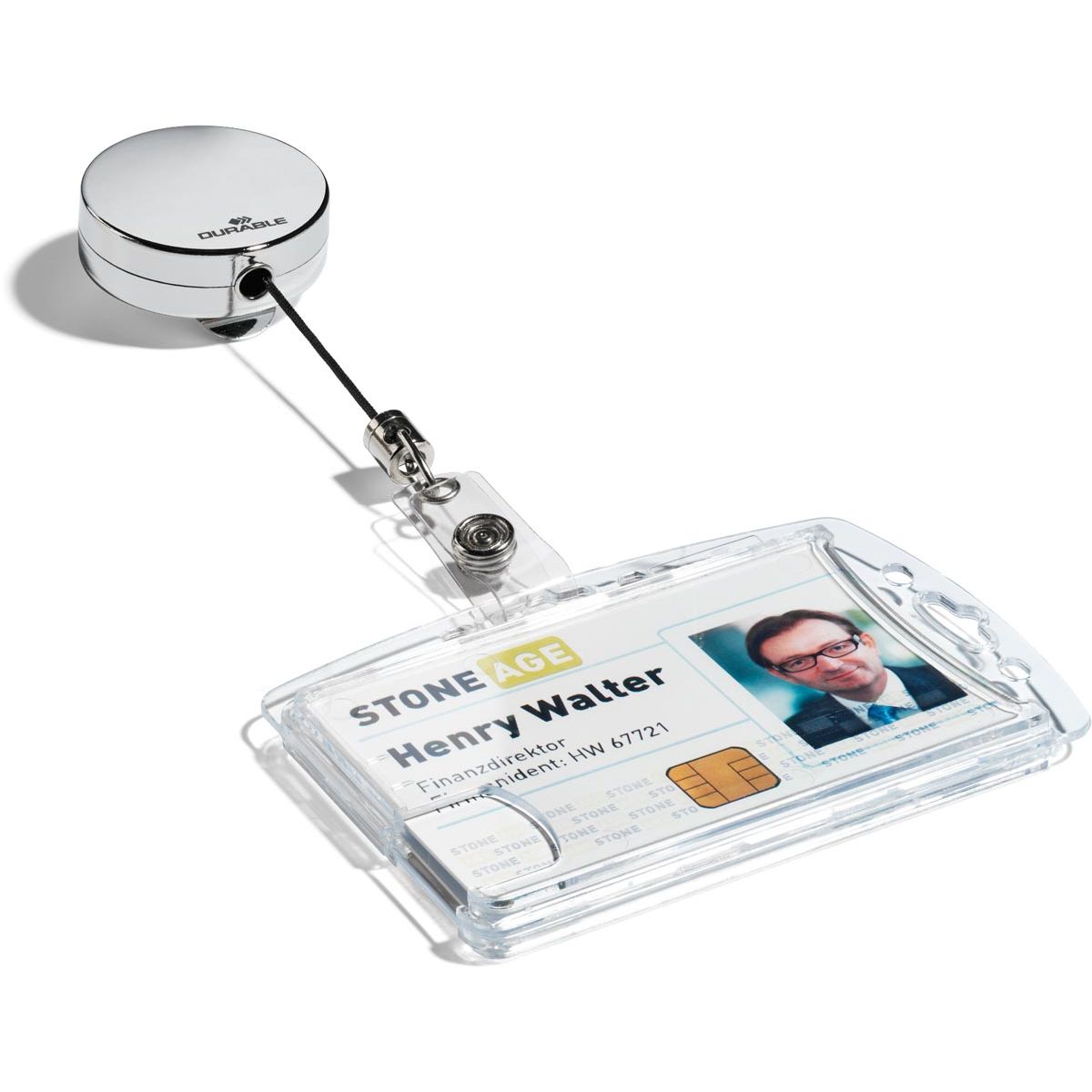Durable -  afrolmechanisme voor badgehouder met drukknop, chroom
