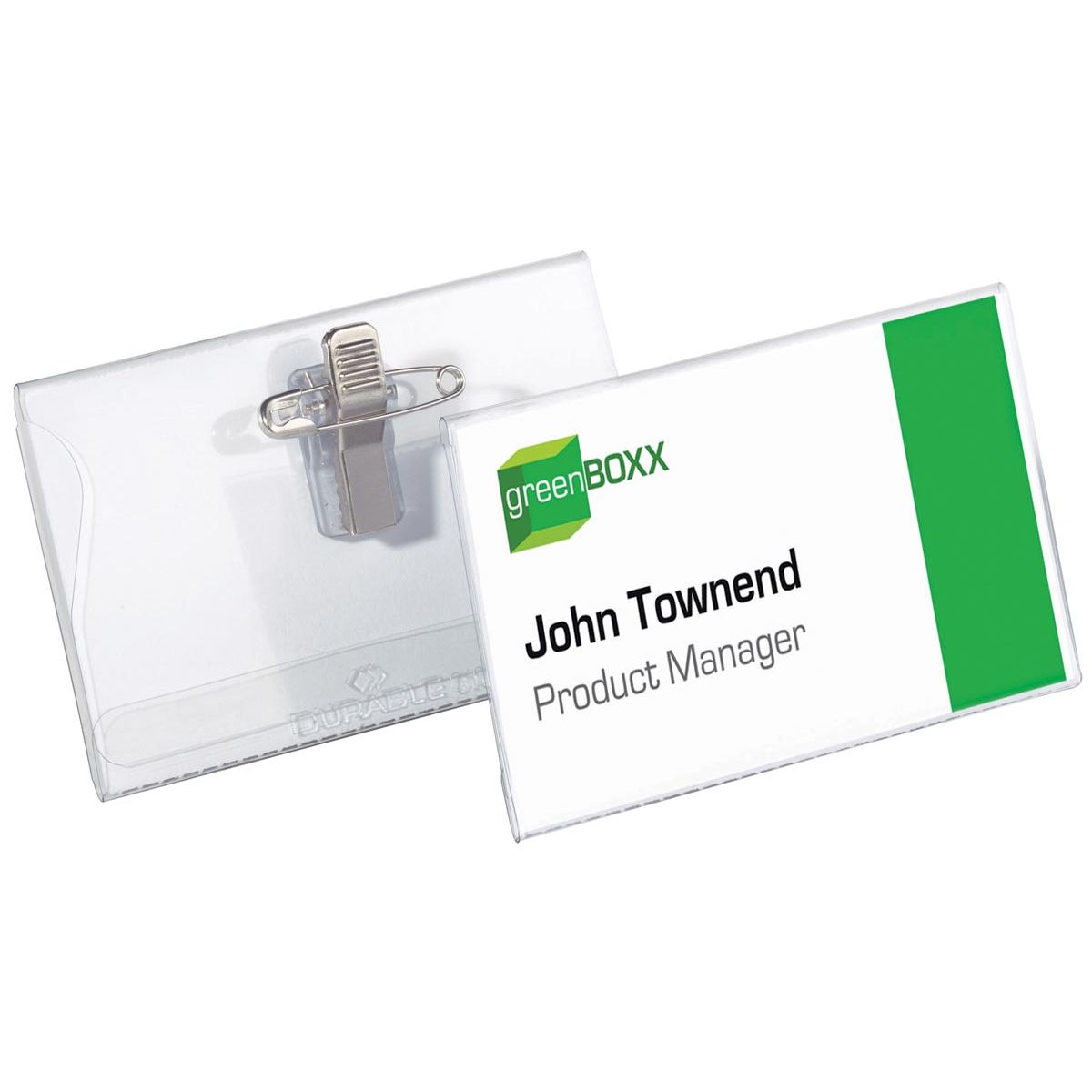 Durable -  badge met combiklem ft 54 x 90 mm, blister van 5 stuks