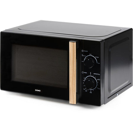 Domo - microwave oven, 25.5 cm, 20 l, black with wood look finish