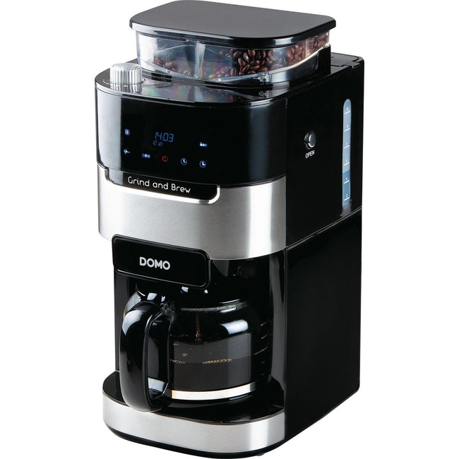 Domo - Macchina da caffè Grind and Brew, digitale, 1,5 litri, nera