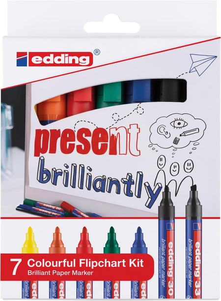 Edding -  Merkstift brilliant paper marker e-30 en e-33, blister met 7 stuks, assorti
