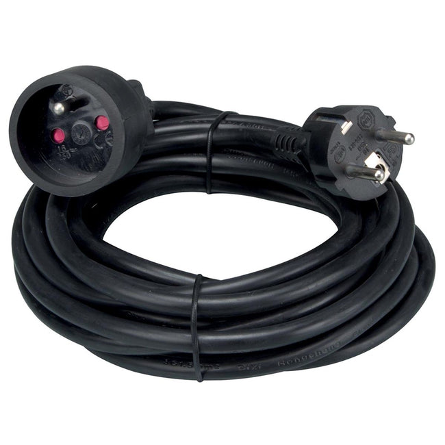 Perel - extension cable 5 meters, black, for Belgium