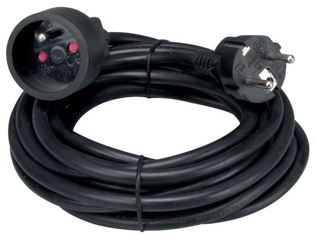 Perel - cavo prolunga 5 metri, nero, per il Belgio