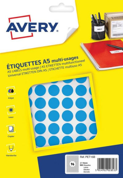Avery - Label | paper | ∅15mm | blue