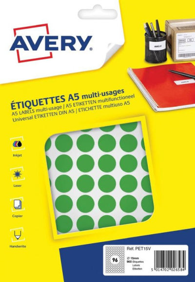 Avery - Etikett | Papier | ∅15mm | Grün