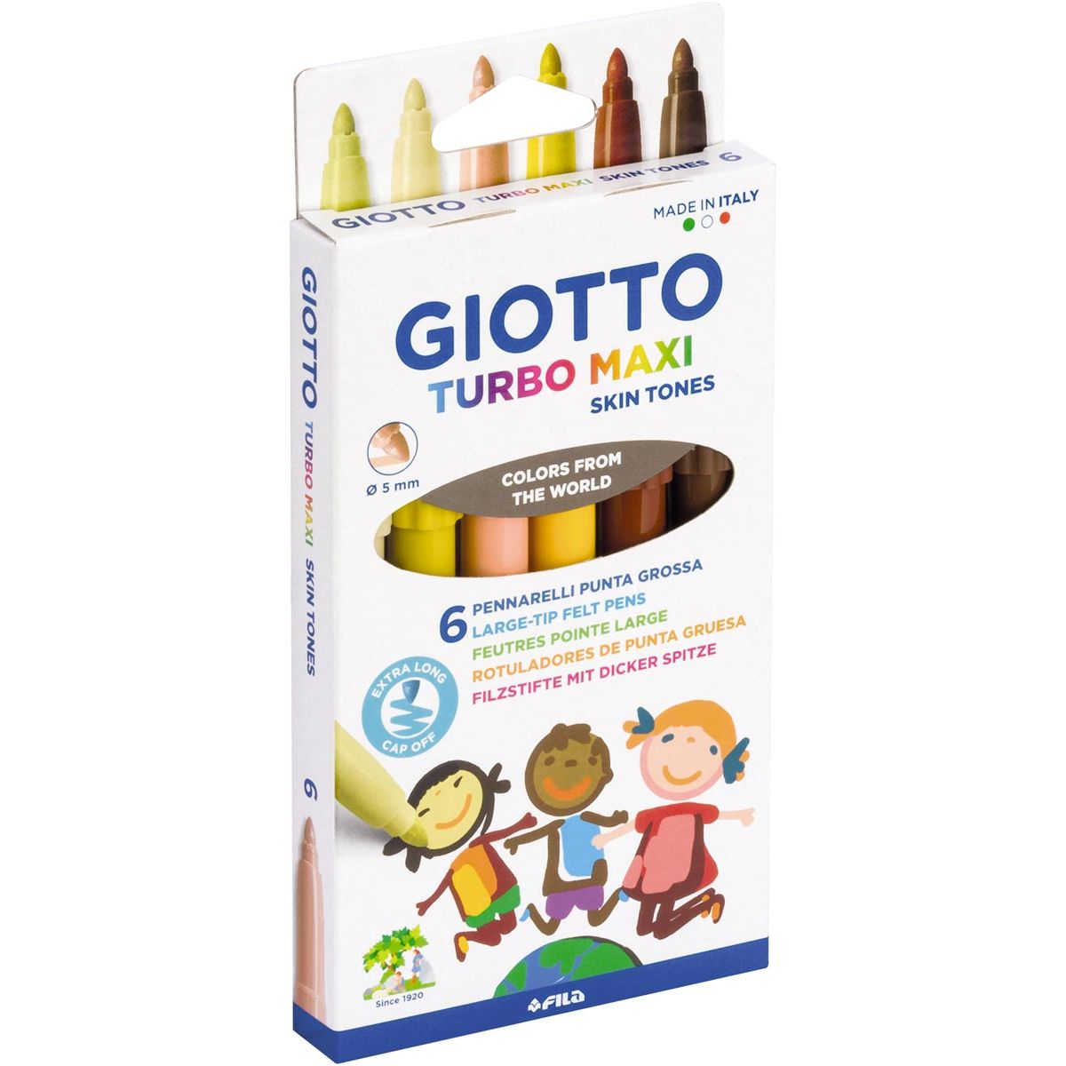 Giotto - Turbo Maxi Skin Tones viltstiften, etui van 6 stuks