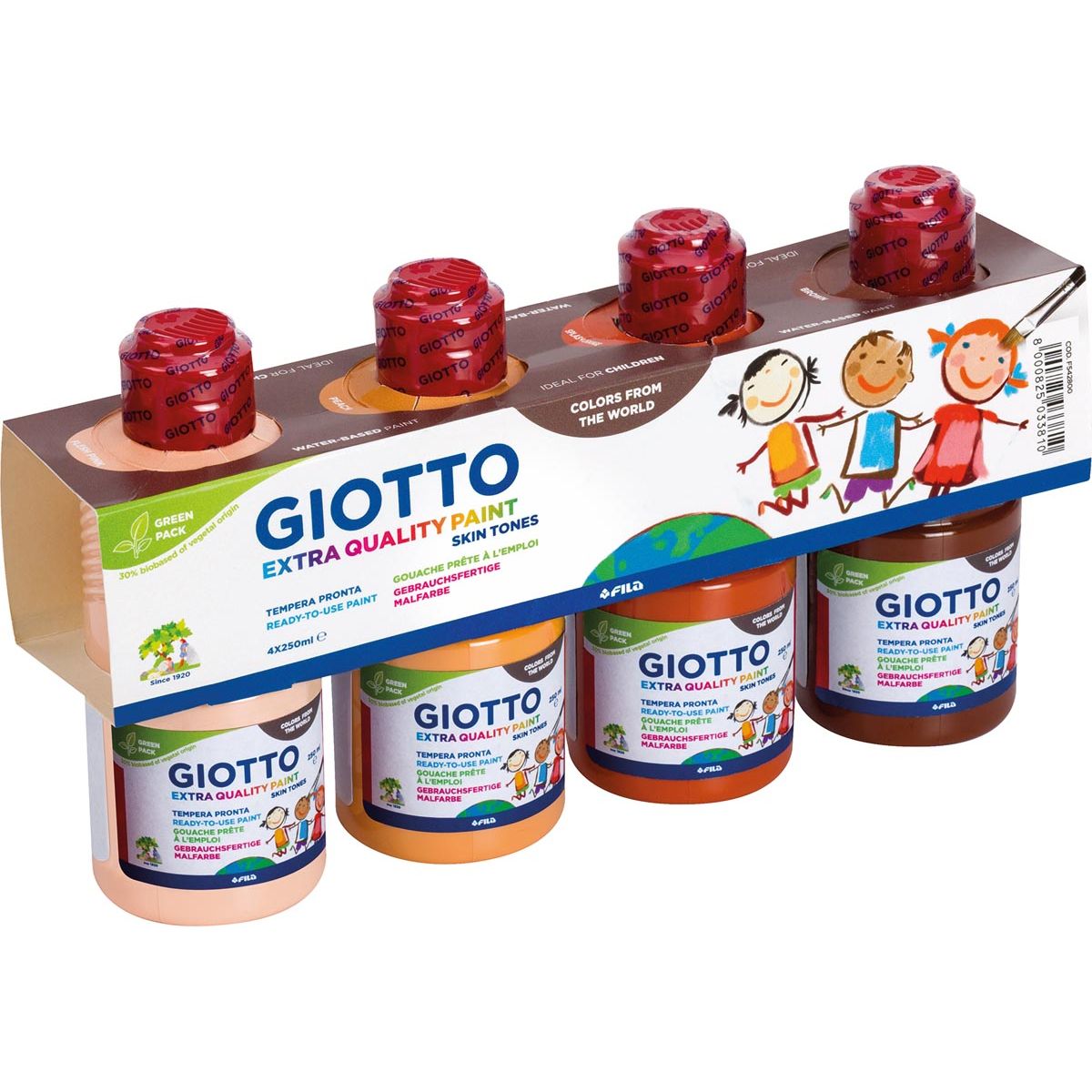 Giotto - Hauttöne extra Qualitätsplakkaat, 250 ml, Packung mit 4 Flaschen