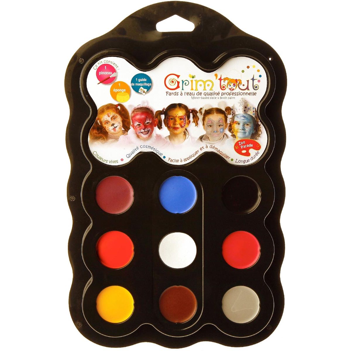 Bouhon - Palette di colori per il viso Grim'tout Zoo Parade, 9 colori