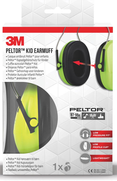3M - Peltor earmuff for children H510AK (87-98 dB) neon green