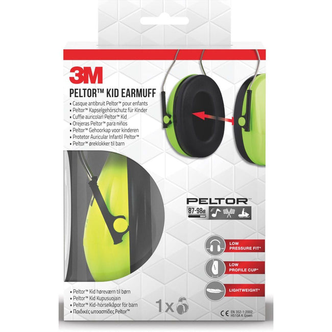 3M - Orejera Peltor para niños H510AK (87-98 dB) verde neón