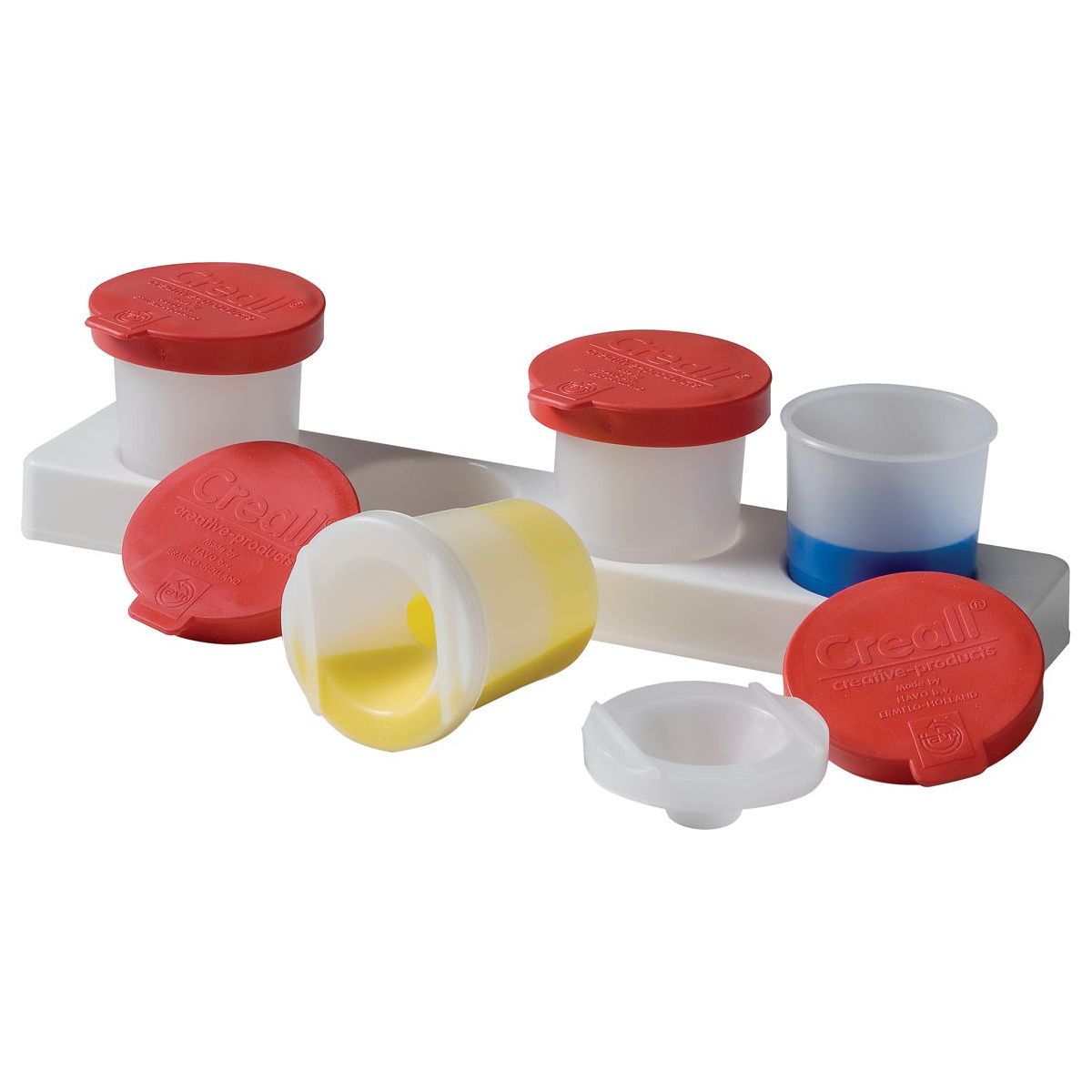 Creall - Antiknoeipot voor verf set van 4 potjes van 320 ml met rood deksel