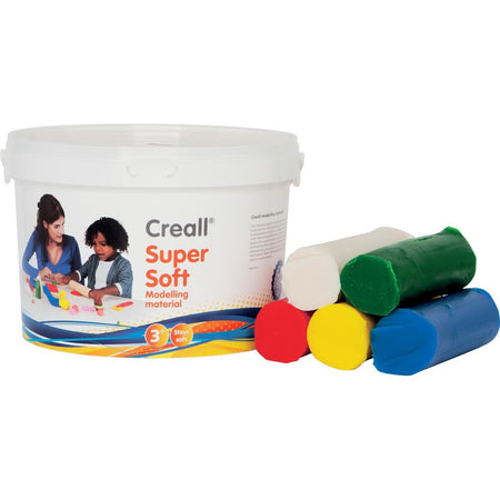 Creall -  Havo boetseerpasta Supersoft 5 geassorteerde kleuren: rood, groen, geel, wit en blauw