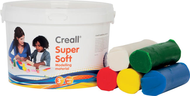 Creall -  Havo boetseerpasta Supersoft 5 geassorteerde kleuren: rood, groen, geel, wit en blauw