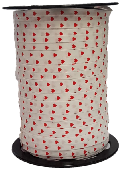 Nastro per arricciare cuori 5 mm x 450 metri bianco/rosso