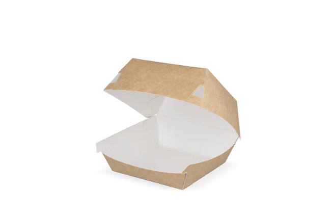 Hamburgerbox Kraft/Wit Small 90x90x70mm 50 stuks