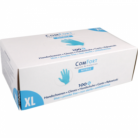 Confort - Guante | Nitrilo | sin polvo | XL | 4gr | azul | 100 piezas