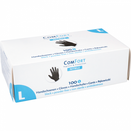 Comfort® - Guante | Nitrilo | sin polvo | L | 3,5gr | negro | 100 piezas