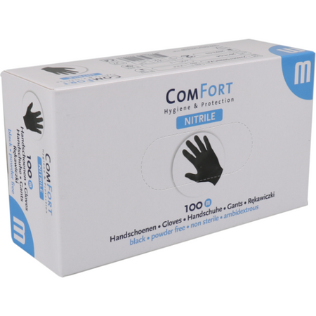 Confort - Guante | Nitrilo | sin polvo | METRO | 3,5gr | negro | 100 piezas