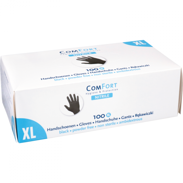 Confort - Guante | Nitrilo | sin polvo | XL | 3,5gr | negro | 100 piezas