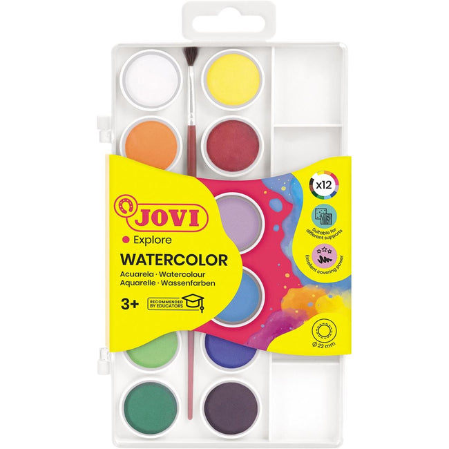 Jovi - Jovi waterverf, doos met 12 napjes + penseel