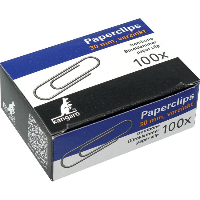 Kangaro - papierklemmen 30 mm rond verzinkt, doos 100 stuks