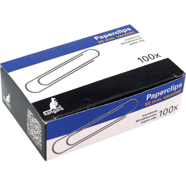 Kangaro - pinces à papier rondes 50 mm galvanisées, boîte de 100 pièces